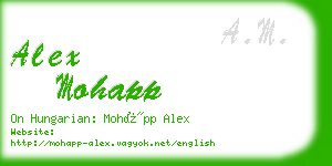 alex mohapp business card